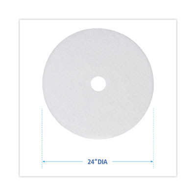 Polishing Floor Pads, 24" Diameter, White, 5/Carton