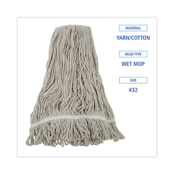 Mop Head, Loop Web/Tailband, Value Standard, Cotton, No. 32, White, 12/Carton