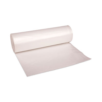 High-Density Can Liners, 45 Gal, 10 Mic, 40" x 46", Natural, Perforated Roll, 25 Bags/Roll, 10 Rolls/Carton