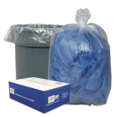 Linear Low-Density Can Liners, 45 Gal, 0.63 Mil, 40" x 46", Clear, 25 Bags/Roll, 10 Rolls/Carton
