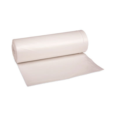 High-Density Can Liners, 45 Gal, 19 Mic, 40" x 46", Natural, Perforated Roll, 25 Bags/Roll, 6 Rolls/Carton