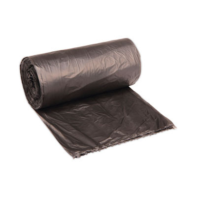 High-Density Can Liners, 45 Gal, 19 Mic, 40" x 46", Black, Perforated Roll, 25 Bags/Roll, 6 Rolls/Carton