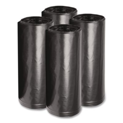 Low-Density Waste Can Liners, 45 Gal, 0.6 Mil, 40" x 46", Black, Perforated Roll, 25 Bags/Roll, 4 Rolls/Carton