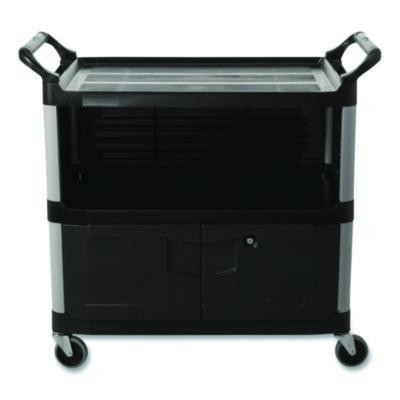Xtra Equipment Cart, Plastic, 3 Shelves, 300 Lb Capacity, 20.75" x 40.63" x 37.8", Black