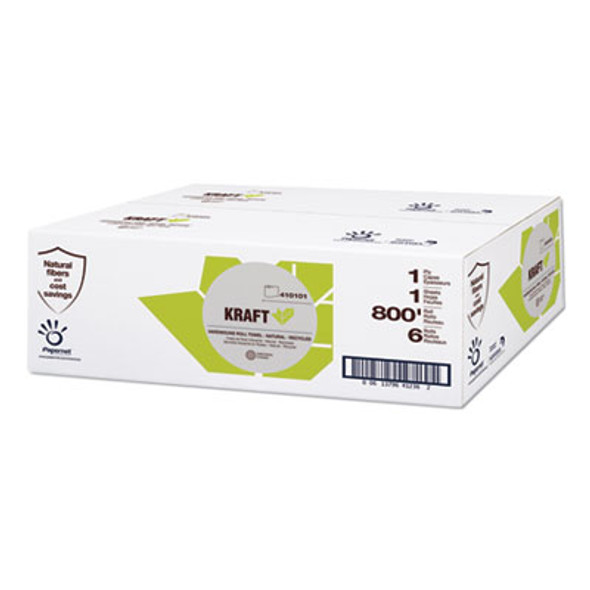Kraft Tech Hardwound Paper Towel, Kraft, 1-Ply, 7.8" x 800 Ft, Brown, 6 Rolls/Carton