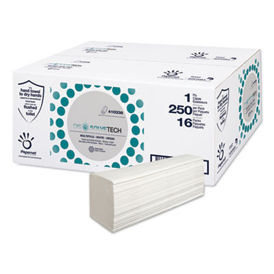 Dissolvetech Paper Towel, 1-Ply, 9.49 x 8.11, White, 250/Pack, 16 Packs/Carton