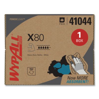Power Clean X80 Cloths, Hydroknit, Brag Box, 11.1 x 16.8, White, 152/Carton