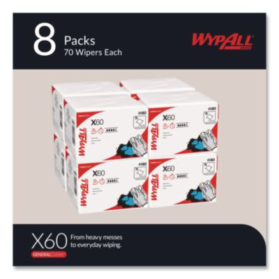 General Clean X60 Cloths, 1/4 Fold, 12.5 x 10, White, 70/Pack, 8 Packs/Carton