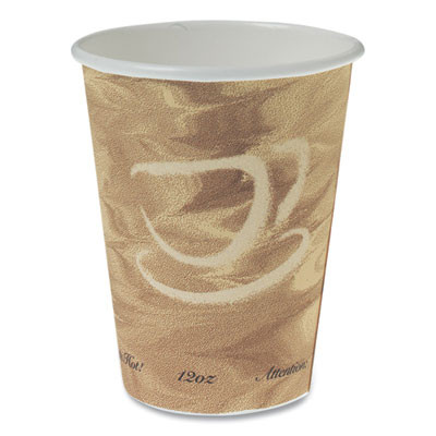 Mistique Polycoated Hot Paper Cups, 12 Oz, Brown, 50/Sleeve, 20 Sleeves/Carton