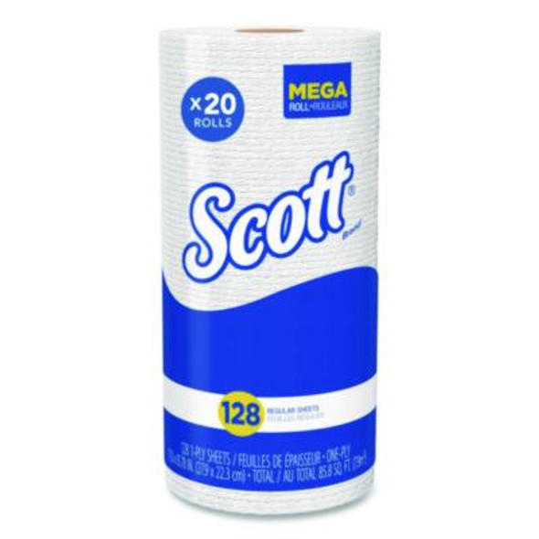 Kitchen Roll Towels, 1-Ply, 11 x 8.75, White, 128/Roll, 20 Rolls/Carton