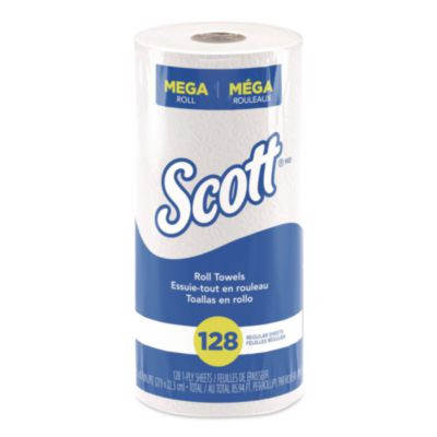 Kitchen Roll Towels, 1-Ply, 11 x 8.75, White, 128/Roll, 20 Rolls/Carton