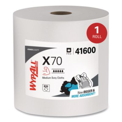 X70 Cloths, Jumbo Roll, Perforated, 12.4 x 12.2, White, 820 Towels/Roll