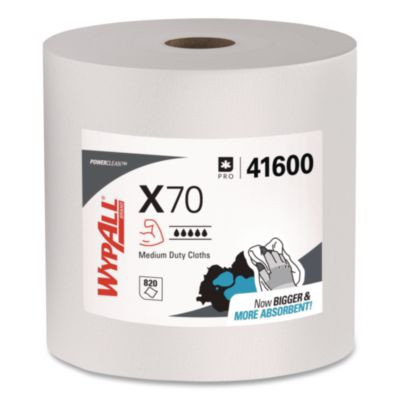 X70 Cloths, Jumbo Roll, Perforated, 12.4 x 12.2, White, 820 Towels/Roll