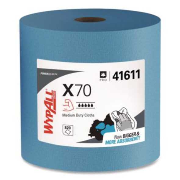 X70 Cloths, Jumbo Roll, 12.4 x 12.2, Blue, 820/Roll