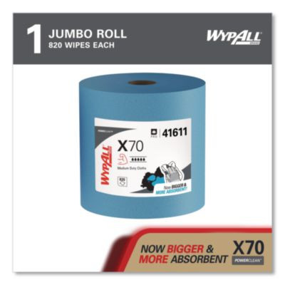 X70 Cloths, Jumbo Roll, 12.4 x 12.2, Blue, 820/Roll