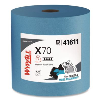 X70 Cloths, Jumbo Roll, 12.4 x 12.2, Blue, 820/Roll