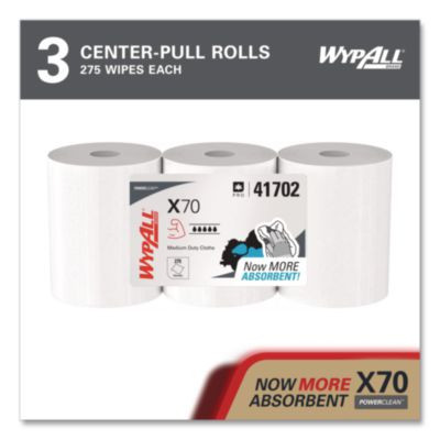 X70 Cloths, Center-Pull, 9.8 x 12.2, White, 275/Roll, 3 Rolls/Carton