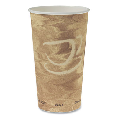 Single Sided Poly Paper Hot Cups, 20 Oz, Mistique Design, 40/Bag, 15 Bags/Carton