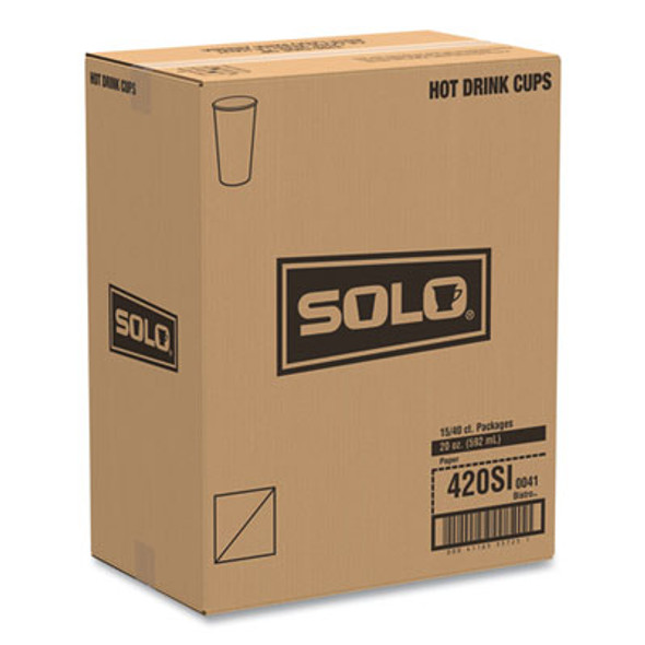 Single-Sided Poly Paper Hot Cups, 20 Oz, Bistro Design, 600/Carton