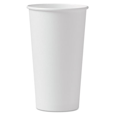 Single-Sided Poly Paper Hot Cups, 20 Oz, White, 600/Carton