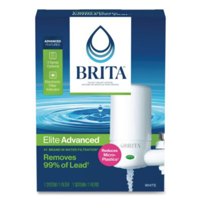 Water Faucet Mount Filtration System With 1 Elite Advanced Replacement Filter, White