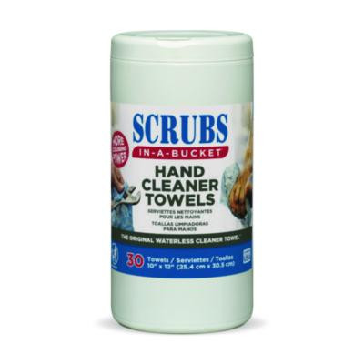 Hand Cleaner Towels, 1-Ply, 10 x 12, Citrus, Blue/White, 30/Canister, 6/Carton