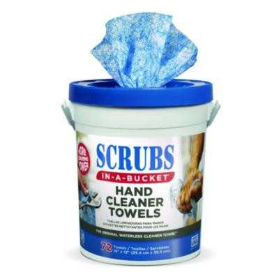 Hand Cleaner Towels, 1-Ply, 10 x 12, Citrus, Blue/White, 72/Bucket, 6 Buckets/Carton