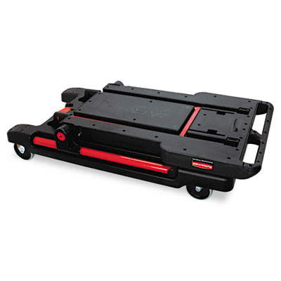 Convertible Utility Cart, Plastic, 2 Shelves, 400 Lb Capacity, 23.88" x 45.13" x 34.38", Black