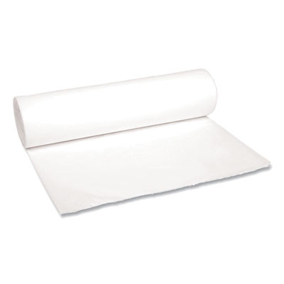 Low-Density Waste Can Liners, 56 Gal, 0.6 Mil, 43" x 47", White, Perforated Roll, 25 Bags/Roll, 4 Rolls/Carton