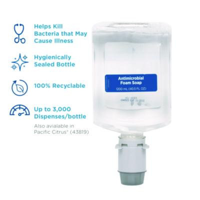 Pacific Blue Ultra Foam Soap Manual Dispenser Refill, Antimicrobial, Unscented, 1,200 Ml, 4/Carton