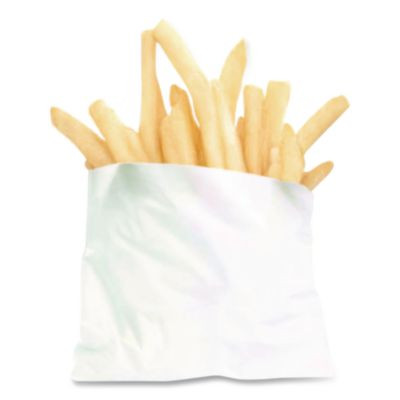 French Fry Bags, 4.5" x 2" x 3.5", White, 2,000/Carton