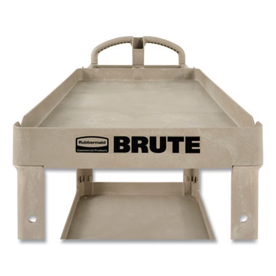 Brute Heavy-Duty Utility Cart With Lipped Shelves, Plastic, 2 Shelves, 500 Lb Capacity, 25.9" x 45.2" x 32.2", Beige