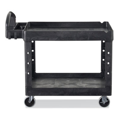 Brute Heavy-Duty Utility Cart With Lipped Shelves, Plastic, 2 Shelves, 500 Lb Capacity, 25.9" x 45.2" x 32.2",  Black