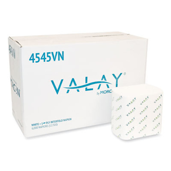 Valay Interfolded Napkins, 1-Ply, White, 6.5 X 8.25, 6,000/Carton