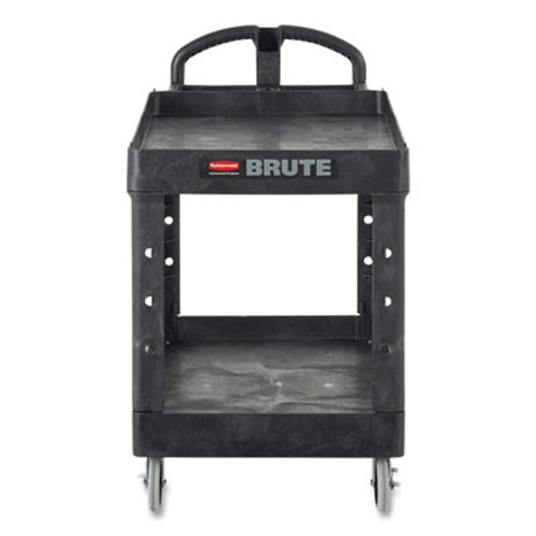 Brute Heavy-Duty Utility Cart With Lipped Shelves, Plastic, 2 Shelves, 750 Lb Capacity, 26" x 55" x 33.25", Black