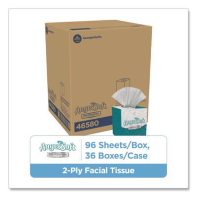 Angel Soft Ps Premium Facial Tissue In Cube Box, 2-Ply, White, 96 Sheets/Box, 36 Boxes/Carton