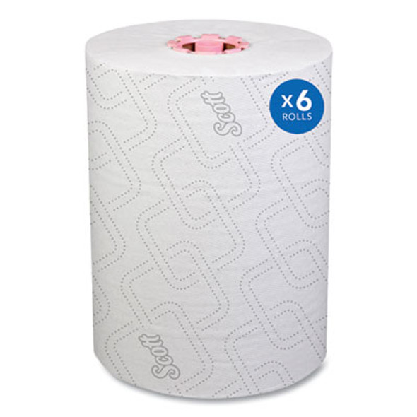Slimroll Towels, 1-Ply, 8" x 580 Ft, White/Pink Core, Traditional Business, 6 Rolls/Carton