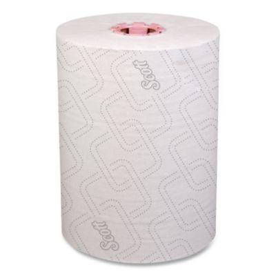 Slimroll Towels, 1-Ply, 8" x 580 Ft, White/Pink Core, Traditional Business, 6 Rolls/Carton