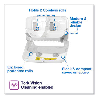 Elevation Coreless High Capacity Bath Tissue Dispenser, 14.17 x 5.08 x 8.23, White