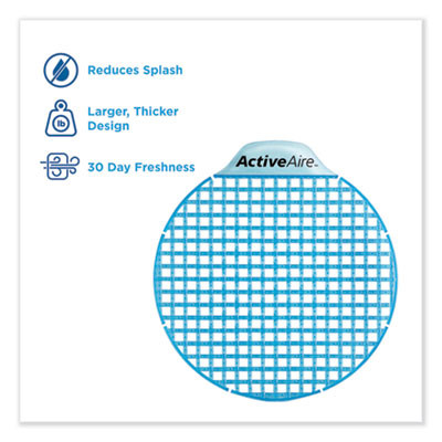 Activeaire Deodorizer Urinal Screen With Side Tab, Coastal Breeze Scent, Blue, 12/Carton