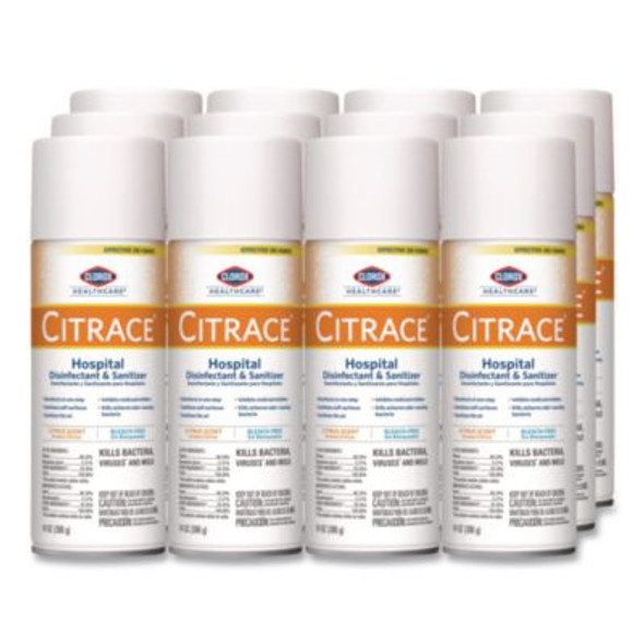 Citrace Hospital Disinfectant And Sanitizer, Citrus, 14 Oz Aerosol Spray, 12/Carton