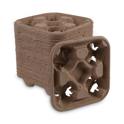 Cup Carrier Tray, 8 Oz To 32 Oz, Four Cups, Kraft, 300/Carton