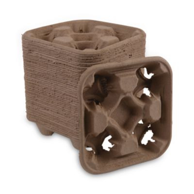 Cup Carrier Tray, 8 Oz To 32 Oz, Four Cups, Kraft, 300/Carton