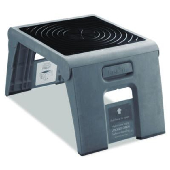 Folding Step Stool, 1-Step, 300 Lb Capacity, 14 x 11.25 x 9.75, Slate