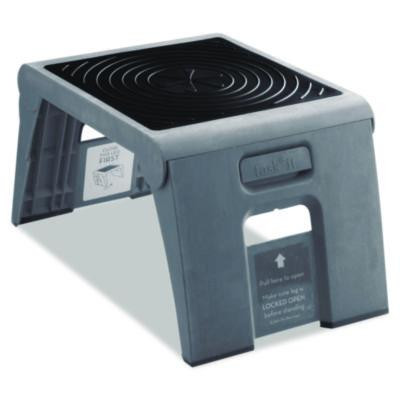 Folding Step Stool, 1-Step, 300 Lb Capacity, 14 x 11.25 x 9.75, Slate