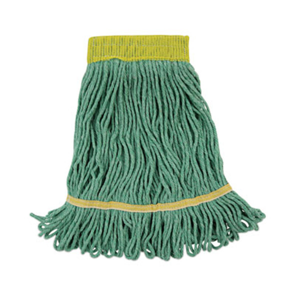 Super Loop Wet Mop Head, Cotton/Synthetic Fiber, 5" Headband, Small Size, Green, 12/Carton