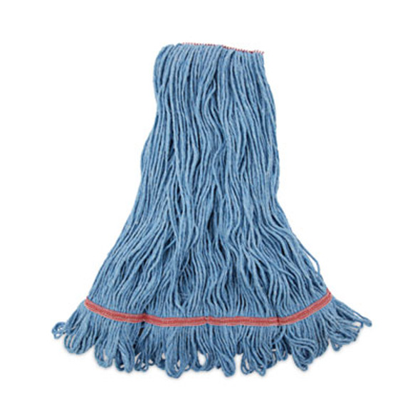 Super Loop Wet Mop Head, Cotton/Synthetic Fiber, 1" Headband, Large Size, Blue, 12/Carton