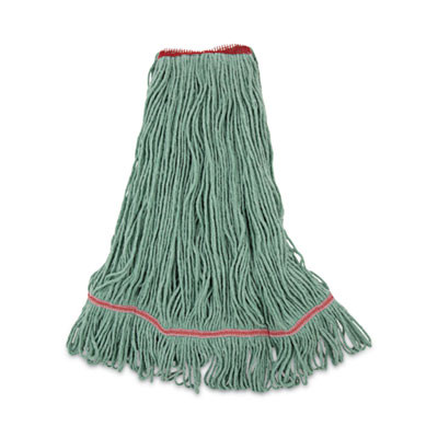 Narrowband Looped-End Mop Head, Premium Standard Head, Cotton/Rayon/Synthetic Fiber, Large, Green