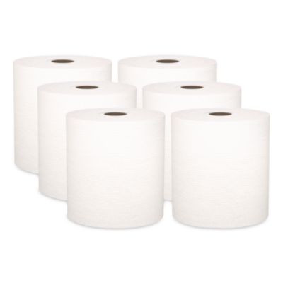 Universal Hard Roll Paper Towels With Premium Absorbency Pockets, 1-Ply, 8" x 600 Ft, 1.75" Core, White, 6 Rolls/Carton