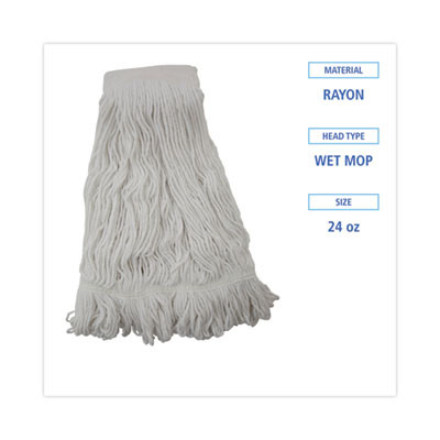 Mop Head, Pro Loop Web/Tailband, Premium Saddleback Head, Rayon, 24 Oz., White, 12/Carton